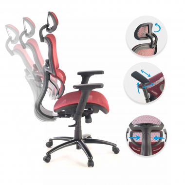 ergonomic chair red black frame mesh 3d adjustable armrests double lumbar support headrest 3