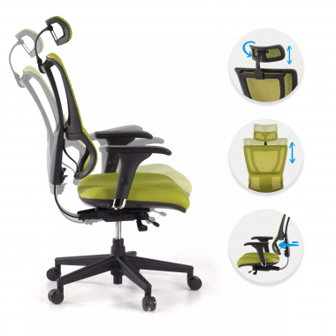 ergonomic chair green energy mesh 1d adjustable armrests double lumbar support 3