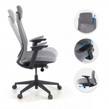 ergonomic chair gray black frame fabric 3d adjustable armrests 3