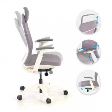 ergonomic chair white grey white frame fabric 3d adjustable armrests 3