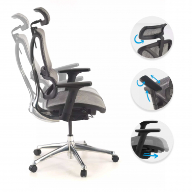ergonomic chair gray focus mesh 3d adjustable armrests lumbar support 3
