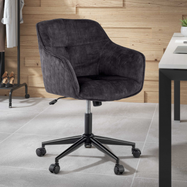 swivel chair black watson fabric no armrests 2