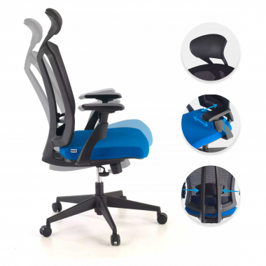 ergonomic chair blue ridley mesh 3d adjustable armrests lumbar support headrest 3