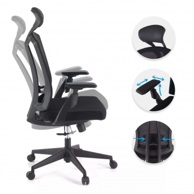 ergonomic chair black ridley mesh 3d adjustable armrests lumbar support headrest 3