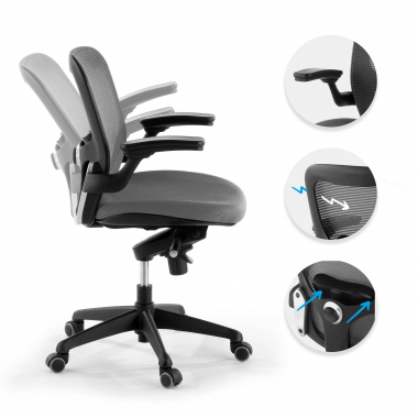 ergonomic chair gray office chair mesh movable armrests lumbar support 3