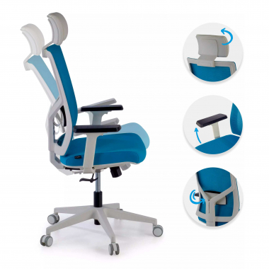 office chair white blue white frame headrest mesh 1d adjustable armrests lumbar support headrest 3