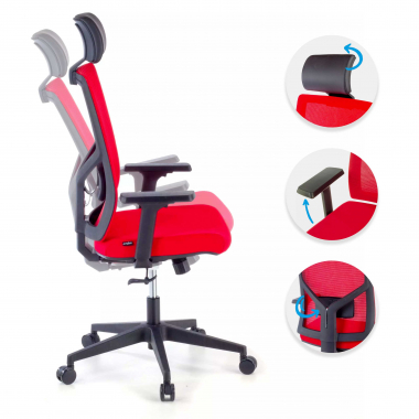 office chair red black frame mesh 1d adjustable armrests lumbar support headrest 3