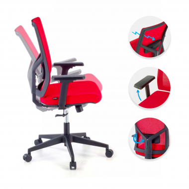 ergonomic chair red black frame headrest mesh 1d adjustable armrests lumbar support 3