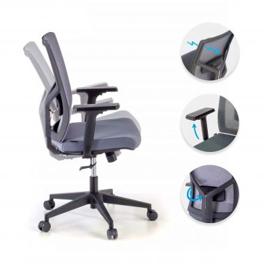 ergonomic chair gray black frame headrest mesh 1d adjustable armrests lumbar support 3