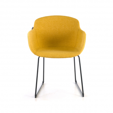 visitor chair black yellow sled base frame mesh fixed armrests 3