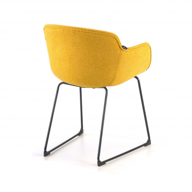 visitor chair black yellow sled base frame mesh fixed armrests 6