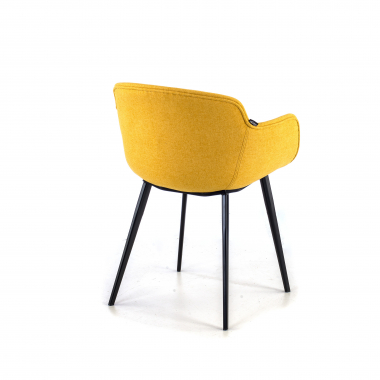 visitor chair yellow 4 legs fabric upholstered armrests 5