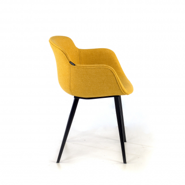 visitor chair yellow 4 legs fabric upholstered armrests 6