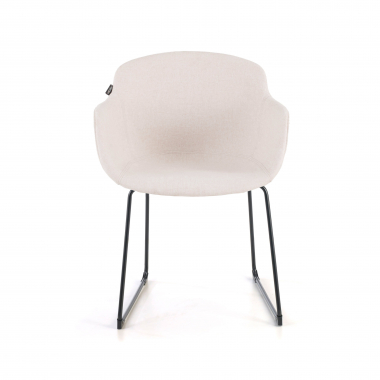 visitor chair beige sled base frame mesh fixed armrests 3