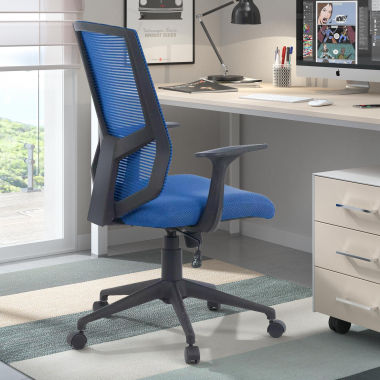swivel chair blue archer mesh fixed armrests lumbar support 2