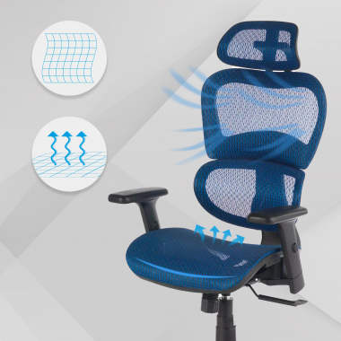 ergonomic chair blue black frame mesh 3d adjustable armrests double lumbar support headrest 4