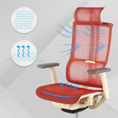 ergonomic chair white red white frame mesh 3d adjustable armrests double lumbar support headrest 4