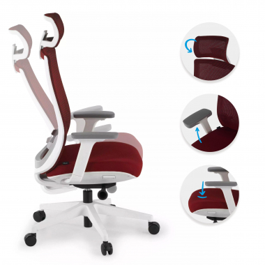 office chair white red boston mesh 3d adjustable armrests headrest 3