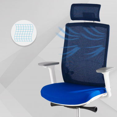 office chair white blue boston mesh 3d adjustable armrests headrest 4
