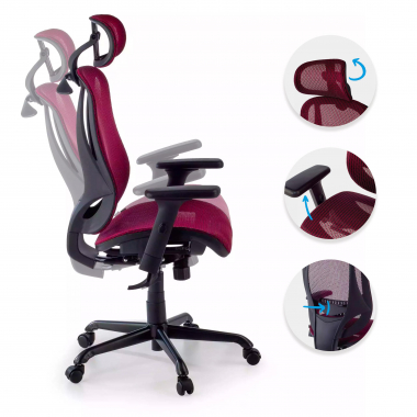 ergonomic chair red locktech mesh 1d adjustable armrests lumbar support headrest 3