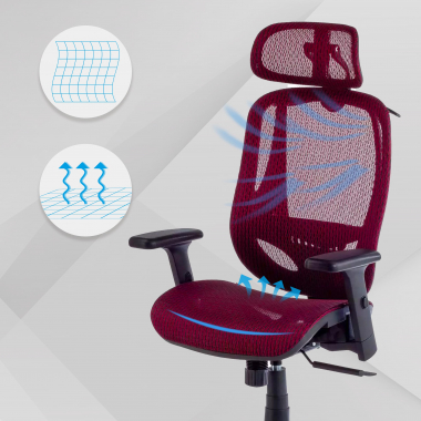 ergonomic chair red locktech mesh 1d adjustable armrests lumbar support headrest 4