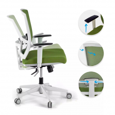 ergonomic chair white green white frame mesh 1d adjustable armrests lumbar support 3