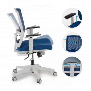 ergonomic chair white blue white frame mesh 1d adjustable armrests lumbar support 3