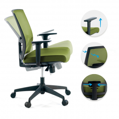 ergonomic chair green black frame mesh 1d adjustable armrests lumbar support 3