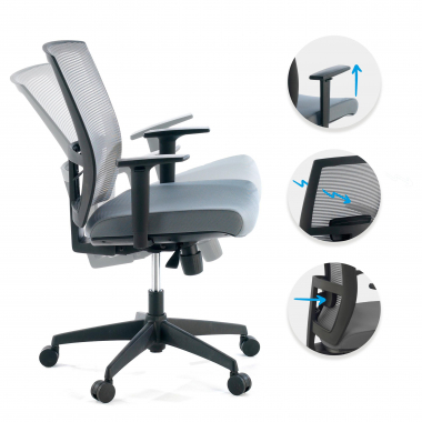 ergonomic chair gray black frame mesh 1d adjustable armrests lumbar support 3