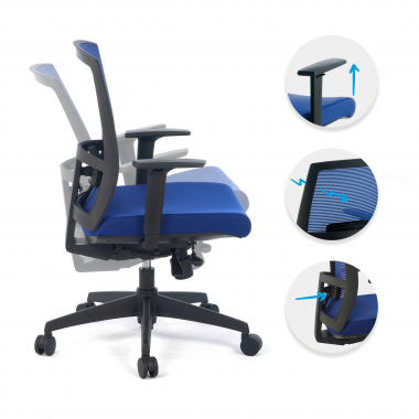 ergonomic chair blue black frame mesh 1d adjustable armrests lumbar support 3