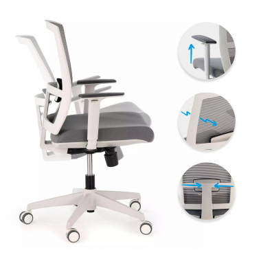 ergonomic chair white grey white frame mesh 1d adjustable armrests lumbar support 3