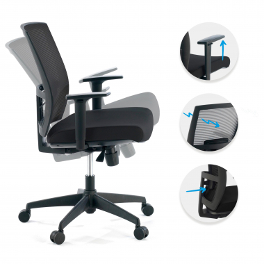 ergonomic chair black black frame mesh 1d adjustable armrests lumbar support 3