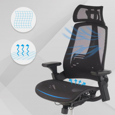 ergonomic chair black thunder mesh 3d adjustable armrests lumbar support headrest 4