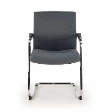 visitor chair gray fabric synthetic leather upholstered armrests 3