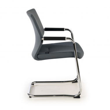 visitor chair gray fabric synthetic leather upholstered armrests 4