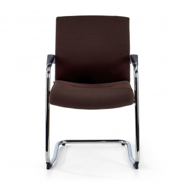 visitor chair brown fabric synthetic leather upholstered armrests 3