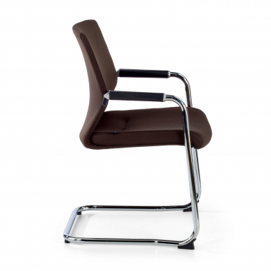 visitor chair brown fabric synthetic leather upholstered armrests 4