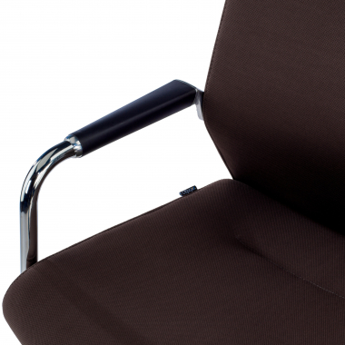 visitor chair brown fabric synthetic leather upholstered armrests 7