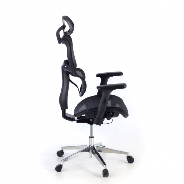 ergonomic chair black black frame chrome base mesh 3d adjustable armrests double lumbar support headrest 6