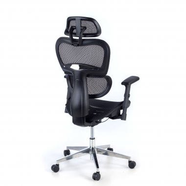 ergonomic chair black black frame chrome base mesh 3d adjustable armrests double lumbar support headrest 7