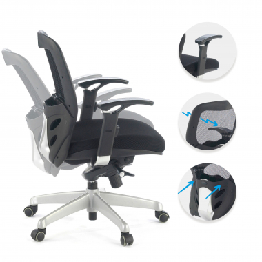 home office chair black without headrest mesh 3d adjustable armrests lumbar support 3