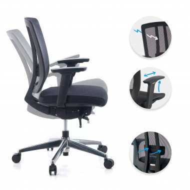 home office chair black without headrest upholstered mesh movable armrests lumbar support 3