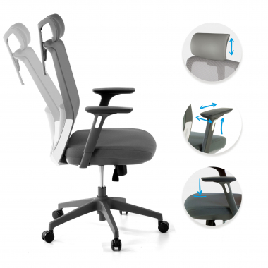 office chair gray red with headrest mesh 3d adjustable armrests headrest 3