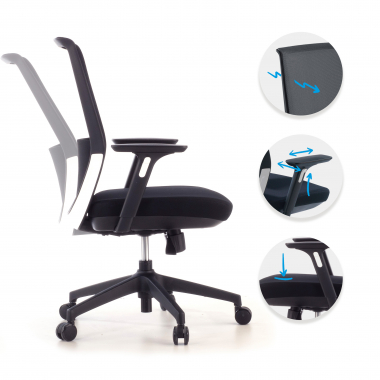 office chair black red gray frame mesh 3d adjustable armrests 3