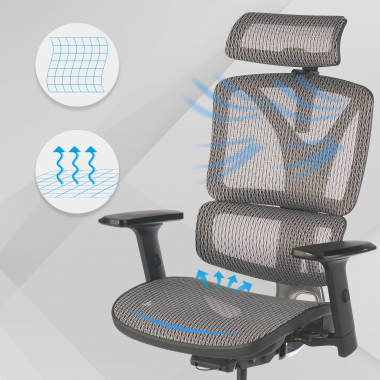 ergonomic chair gray focus mesh 3d adjustable armrests lumbar support 4