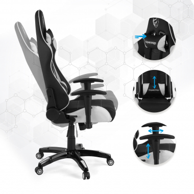 gaming chair white game pro synthetic leather movable armrests lumbar and cervical cushion headrest 3
