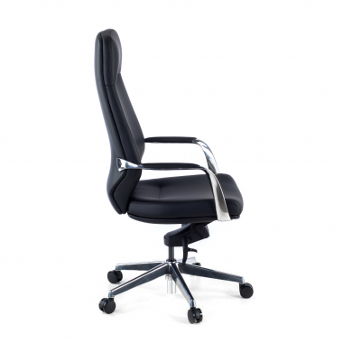 office chair black high back faux leather synthetic leather upholstered armrests 4