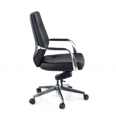 office chair black low back faux leather synthetic leather upholstered armrests 4