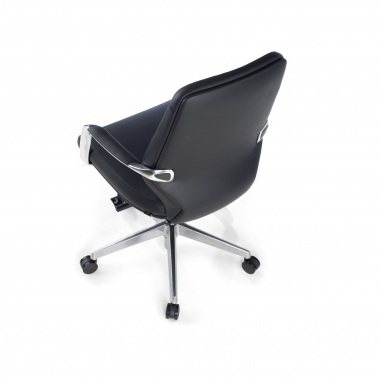 office chair black low back faux leather synthetic leather upholstered armrests 8