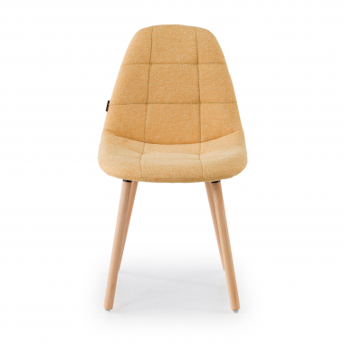scandinavian chair yellow wooden legs fabric no armrests 3